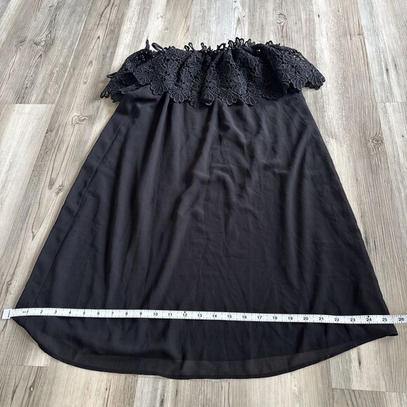Eliza J Lace Off-The- Shoulder Black Short Dress Size 2 (runs big) - Picture 9 of 9